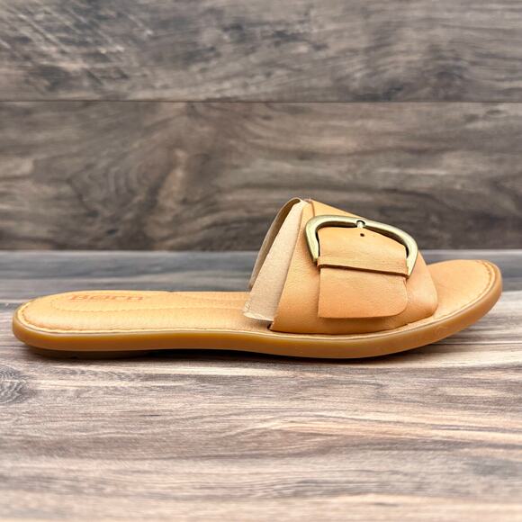 NIB Born Miarra 8M 38-39 Natural Big Buckle Leather Slide Sandals - Picture 4 of 11